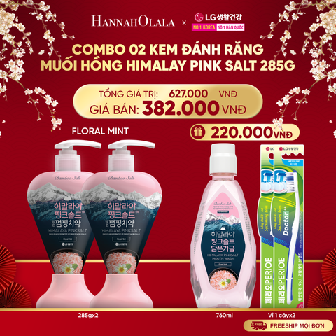  A1380_DEAL 34: COMBO 02 KEM ĐÁNH RĂNG FLORALMINT HIMALAY PINK SALT 285G 