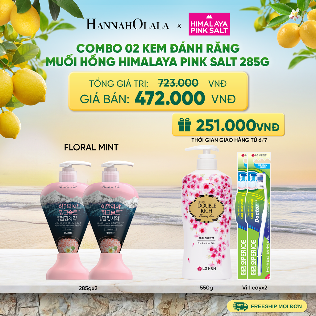 COMBO 02 KEM ĐÁNH RĂNG FLORALMINT HIMALAY PINK SALT 285G - A732 