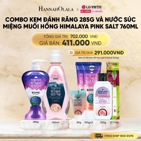  DEAL 3: COMBO KEM ĐÁNH RĂNG 285G VÀ NƯỚC SÚC MIỆNG MUỐI HỒNG HIMALAYA PINK SALT 760ML 