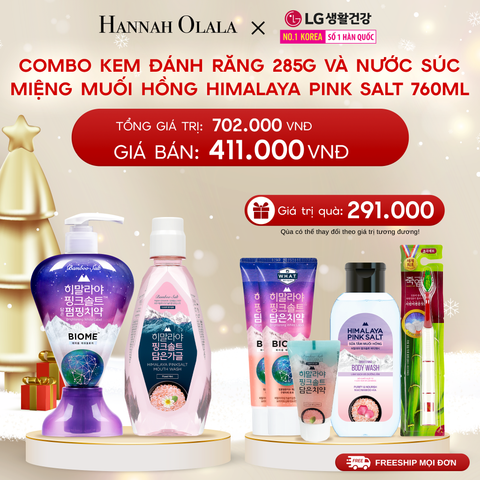  DEAL13: COMBO KEM ĐÁNH RĂNG 285G VÀ NƯỚC SÚC MIỆNG MUỐI HỒNG HIMALAYA PINK SALT 760ML 