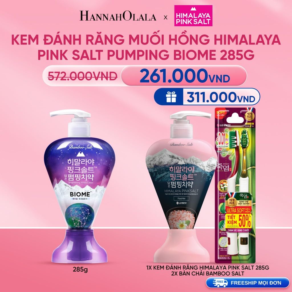  DEAL 11: KEM ĐÁNH RĂNG DẠNG VÒI HIMALAY PINK SALT PUMPING BRIGHT 285G 