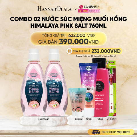  DEAL 4: COMBO 02 NƯỚC SÚC MIỆNG MUỐI HỒNG BẠC HÀ HIMALAYA PINK SALT 760ML 