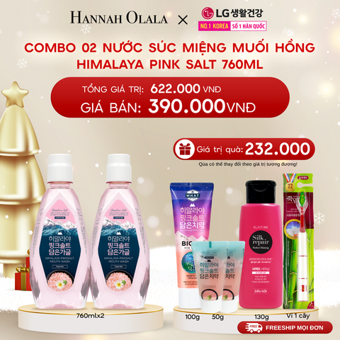  DEAL 14: COMBO 02 NƯỚC SÚC MIỆNG MUỐI HỒNG BẠC HÀ HIMALAYA PINK SALT 760ML 
