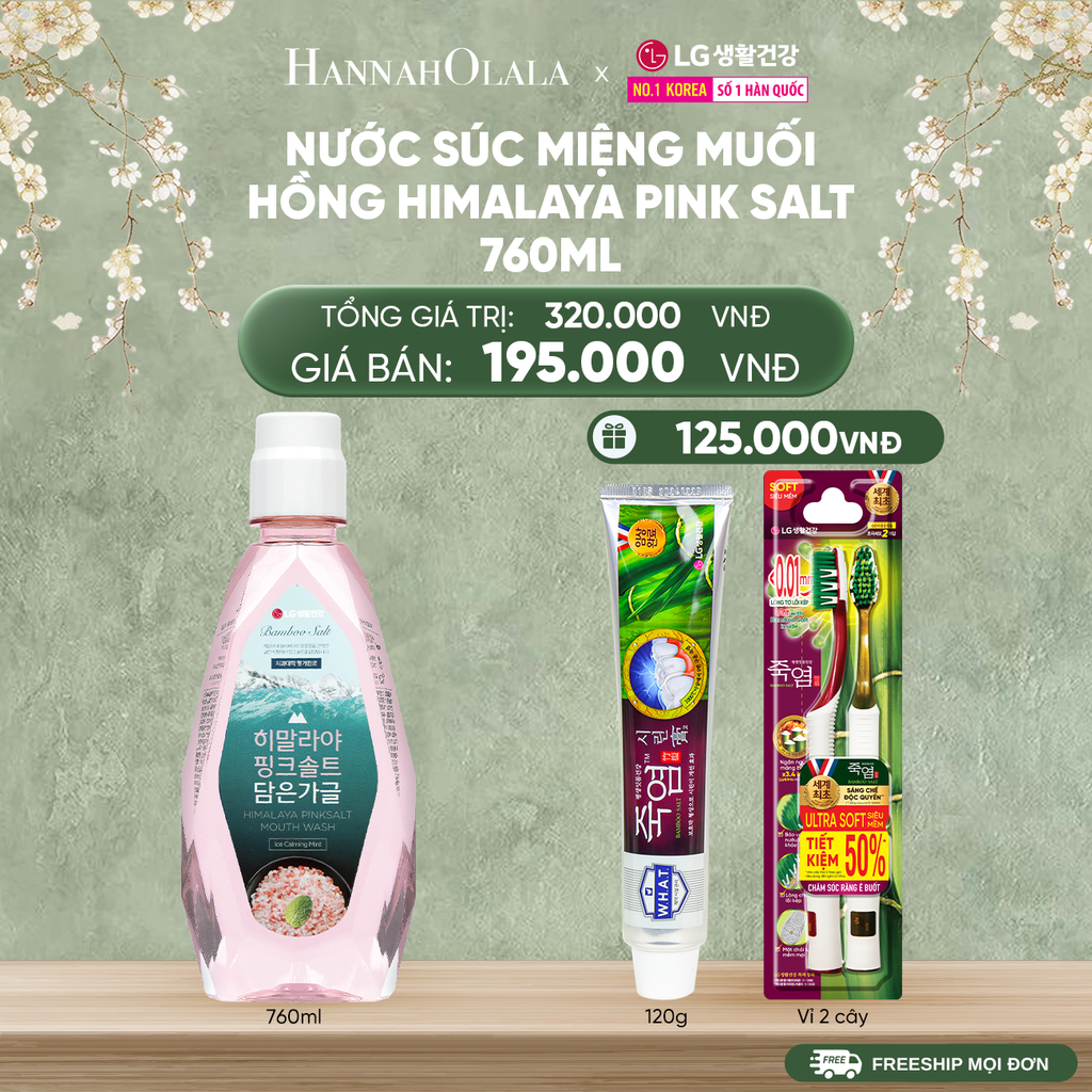  DEAL31: NƯỚC SÚC MIỆNG MUỐI HỒNG BẠC HÀ HIMALAYA PINK SALT 760ML 
