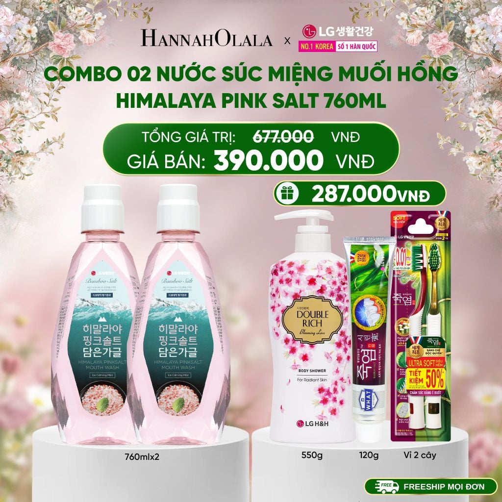  DEAL 21: COMBO 02 NƯỚC SÚC MIỆNG MUỐI HỒNG BẠC HÀ HIMALAYA PINK SALT 760ML 