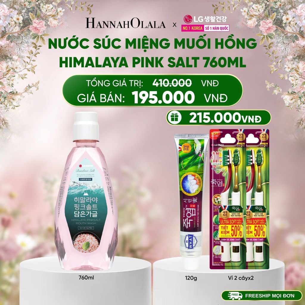  DEAL 20: NƯỚC SÚC MIỆNG MUỐI HỒNG BẠC HÀ HIMALAYA PINK SALT 760ML 