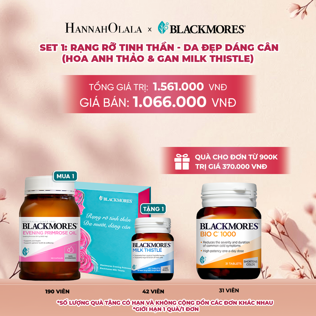  BLACKMORES SET QUÀ TẶNG 1: RẠNG RỠ TINH THẦN - DA ĐẸP DÁNG CÂN (HOA ANH THẢO & GAN MILK THISTLE) - A1563 