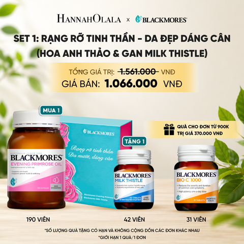  BLACKMORES SET QUÀ TẶNG 1: RẠNG RỠ TINH THẦN - DA ĐẸP DÁNG CÂN (HOA ANH THẢO & GAN MILK THISTLE) 