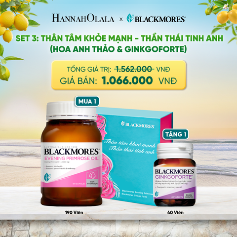  BLACKMORES SET QUÀ TẶNG 3: THÂM TÂM KHOẺ MẠNH - THẦN THÁI TINH ANH (HOA ANH THẢO & GINKGOFORTE) _ DEAL 13 