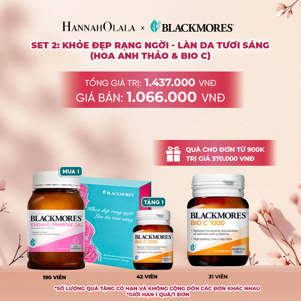  BLACKMORES SET QUÀ TẶNG 2: KHOẺ ĐẸP RẠNG NGỜI - LÀN DA TƯƠI SÁNG (HOA ANH THẢO & BIOC) - A1559 