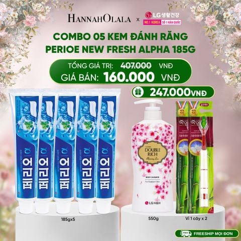  DEAL 33: COMBO 05 KEM ĐÁNH RĂNG PERIOE NEW FRESH ALPHA 185G 
