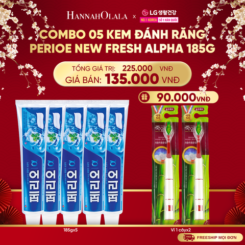  A1388_DEAL 41: COMBO 05 KEM ĐÁNH RĂNG PERIOE NEW FRESH ALPHA 185G 