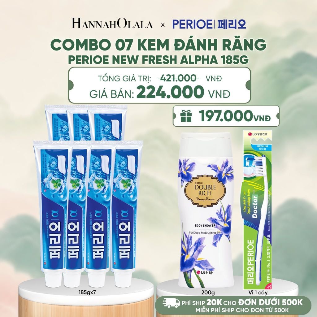  COMBO 07 KEM ĐÁNH RĂNG PERIOE NEW FRESH ALPHA 185G - A369 