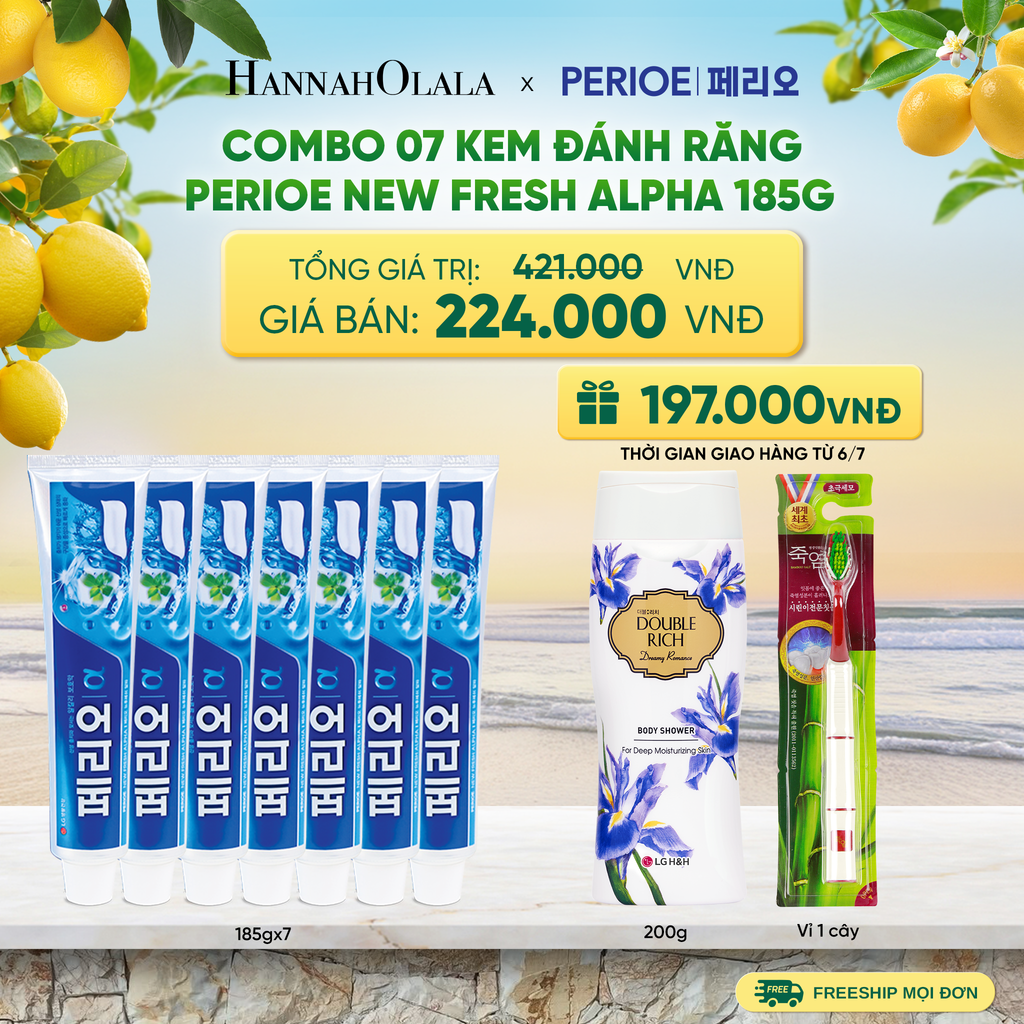  COMBO 07 KEM ĐÁNH RĂNG PERIOE NEW FRESH ALPHA 185G - A753 