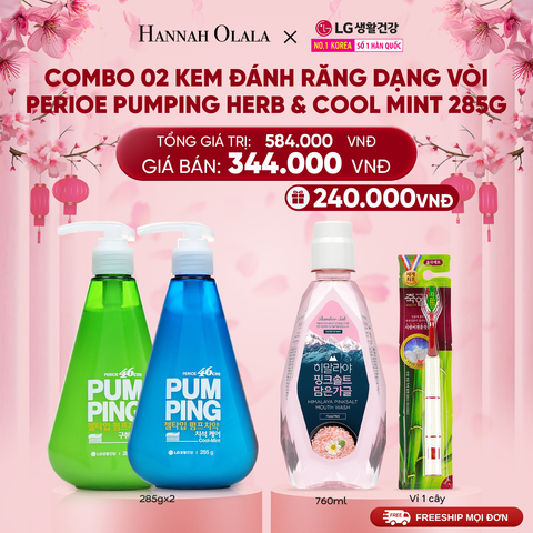  DEAL43_B: COMBO 02 KEM ĐÁNH RĂNG DẠNG VÒI PERIOE PUMPING 285G HERB & COOL MINT 