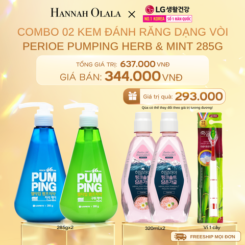  DEAL 09: COMBO 02 KEM ĐÁNH RĂNG DẠNG VÒI PERIOE PUMPING HERB & MINT 285G 