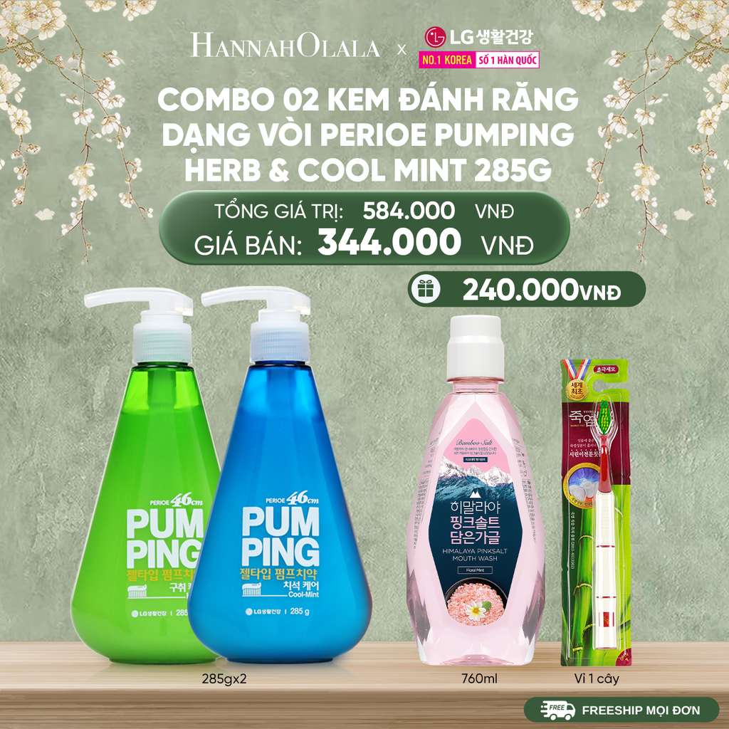  DEAL43: COMBO 02 KEM ĐÁNH RĂNG DẠNG VÒI PERIOE PUMPING 285G 