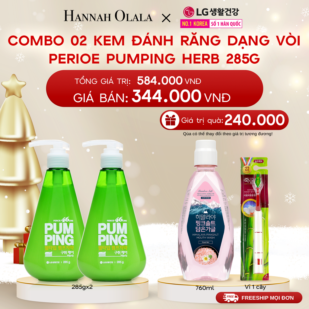  DEAL11_RE: COMBO 02 KEM ĐÁNH RĂNG DẠNG VÒI PERIOE PUMPING HERB 285G 
