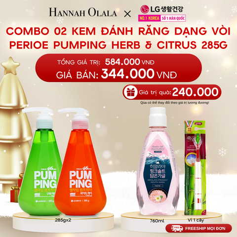  DEAL11: COMBO 02 KEM ĐÁNH RĂNG DẠNG VÒI PERIOE PUMPING HERB & CITRUS 285G 