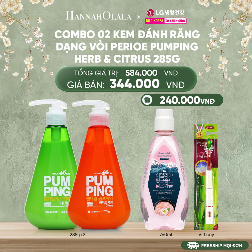  DEAL43: COMBO 02 KEM ĐÁNH RĂNG DẠNG VÒI PERIOE PUMPING 285G 