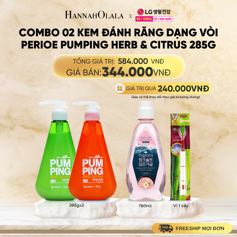  DEAL 1: COMBO 02 KEM ĐÁNH RĂNG DẠNG VÒI PERIOE PUMPING HERB & CITRUS 285G 