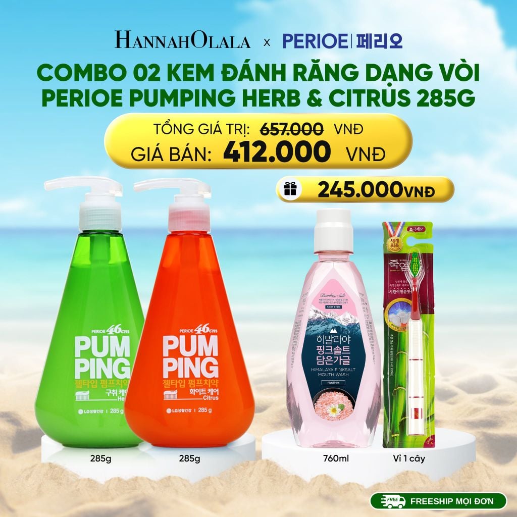  DEAL 22: COMBO 02 KEM ĐÁNH RĂNG DẠNG VÒI PERIOE PUMPING 285G 