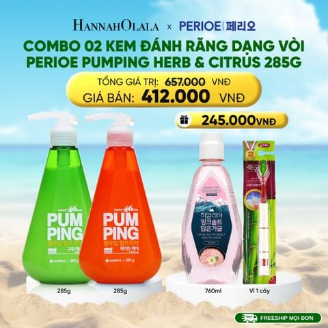  DEAL 22: COMBO 02 KEM ĐÁNH RĂNG DẠNG VÒI PERIOE PUMPING 285G 