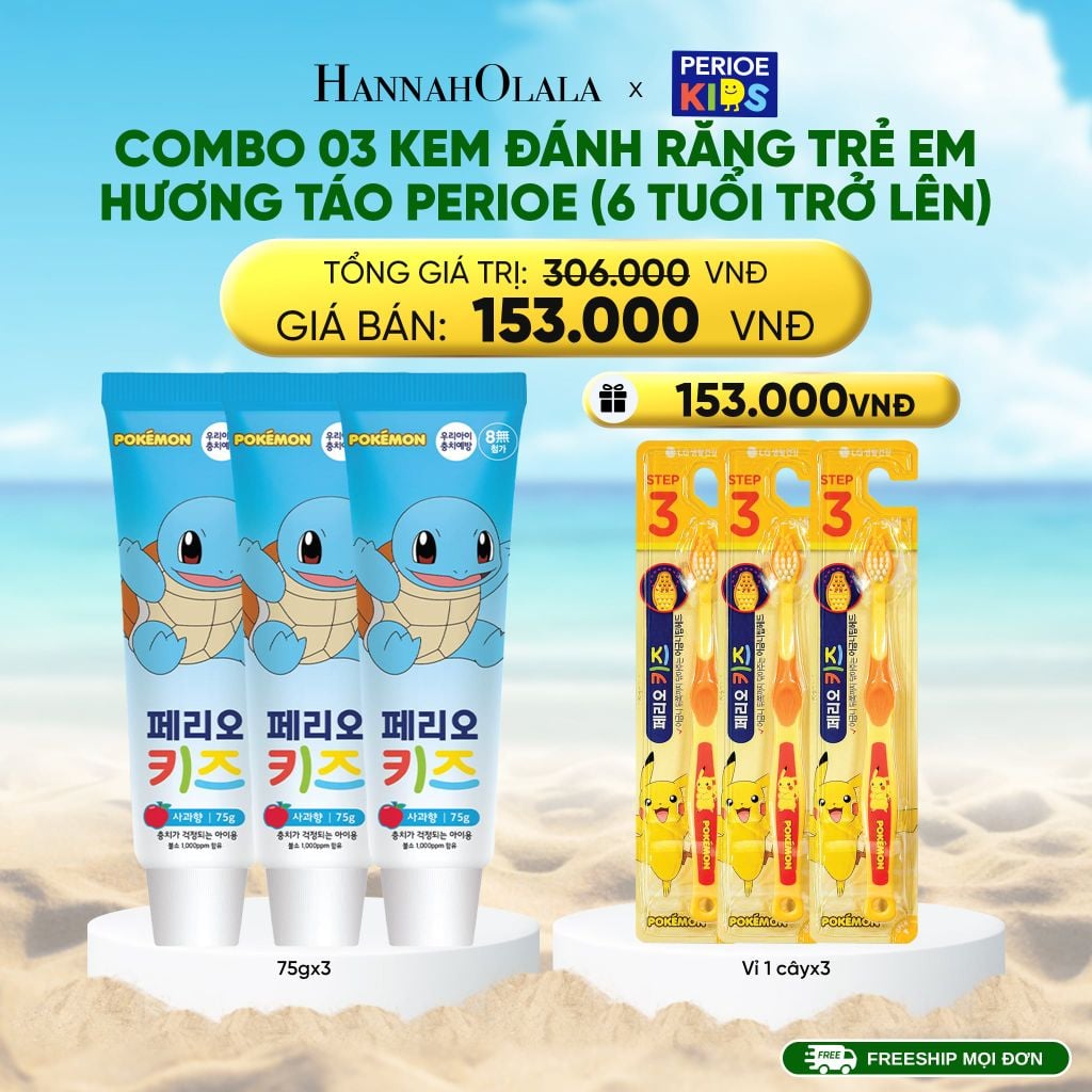  DEAL 21: COMBO 03 KEM ĐÁNH RĂNG TRẺ EM PERIOE KIDS STEP 3 (6 TUỔI TRỞ LÊN) 
