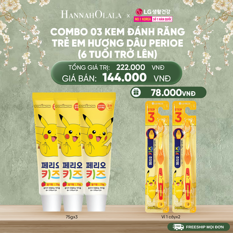  DEAL 42: COMBO 03 KEM ĐÁNH RĂNG TRẺ EM PERIOE KIDS STEP 3 (6 TUỔI TRỞ LÊN) 