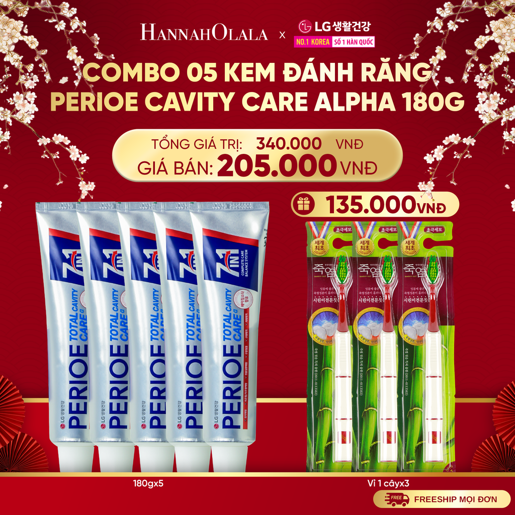  A1389_DEAL 42: COMBO 05 KEM ĐÁNH RĂNG PERIOE CAVITY CARE ALPHA 180G 