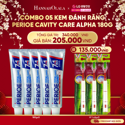  A1389_DEAL 42: COMBO 05 KEM ĐÁNH RĂNG PERIOE CAVITY CARE ALPHA 180G 