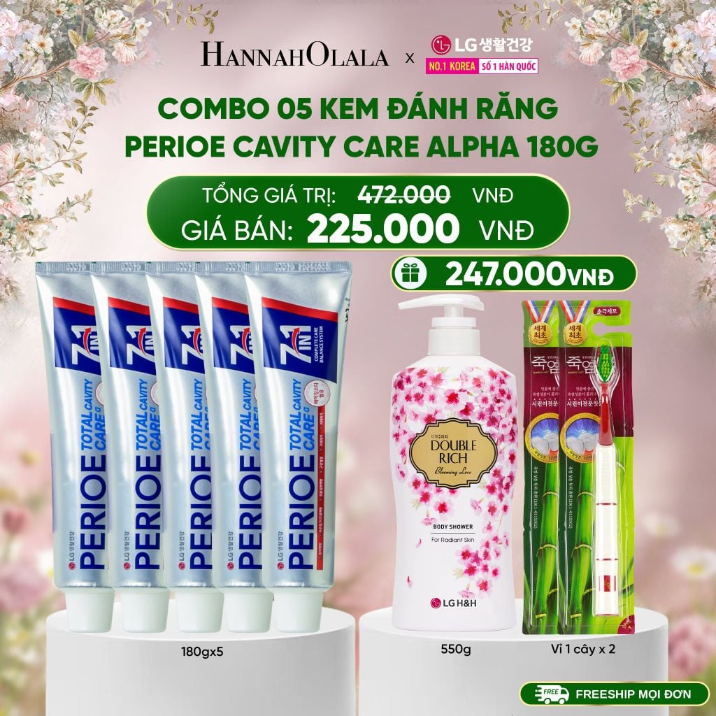  DEAL 34: COMBO 05 KEM ĐÁNH RĂNG PERIOE CAVITY CARE ALPHA 180G 