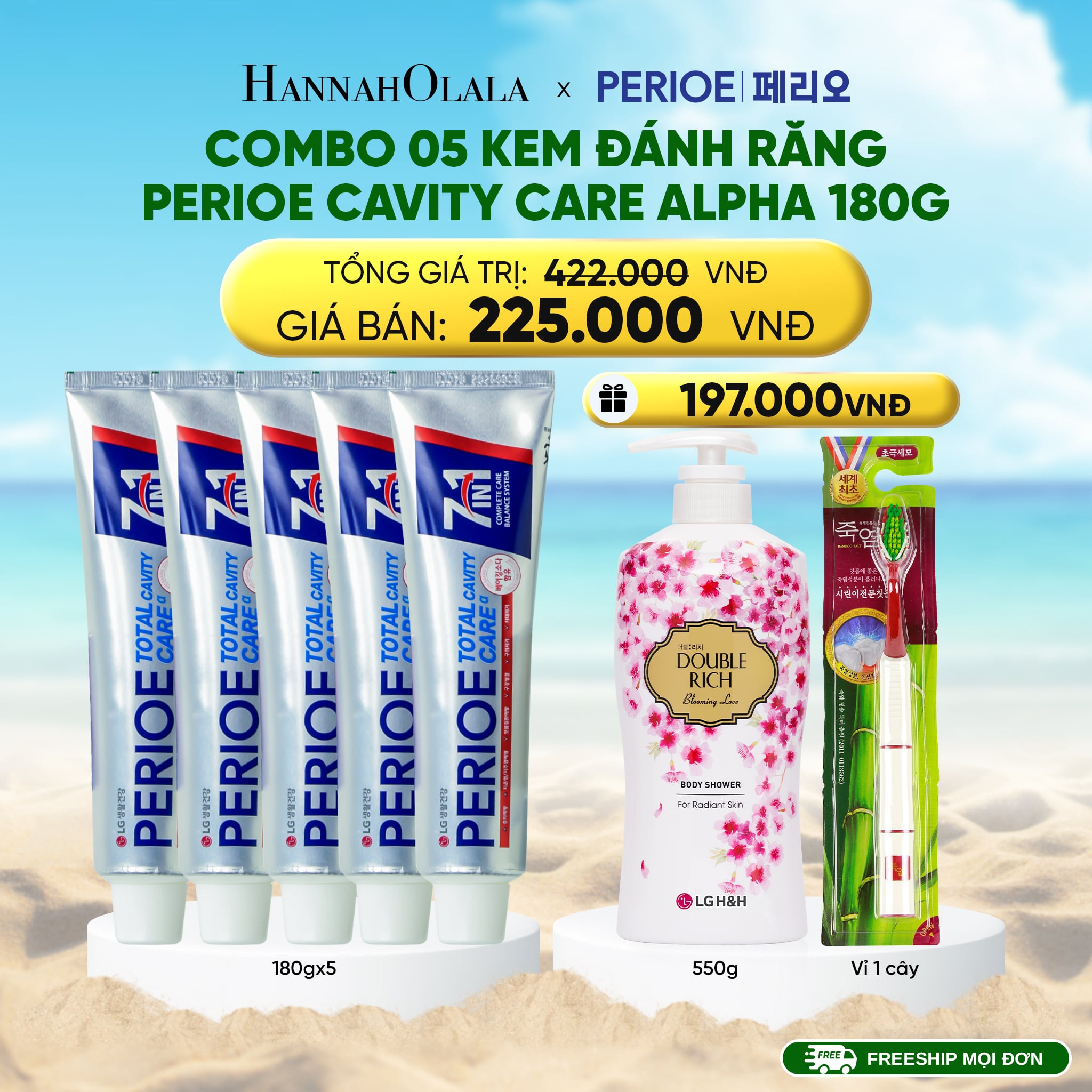 Combo Kem Đánh Răng Perioe Cavity Care Alpha 180g