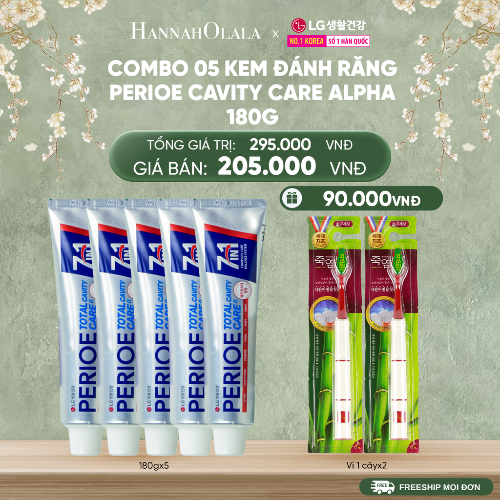  DEAL 41B: COMBO 05 KEM ĐÁNH RĂNG PERIOE CAVITY CARE ALPHA 180G 
