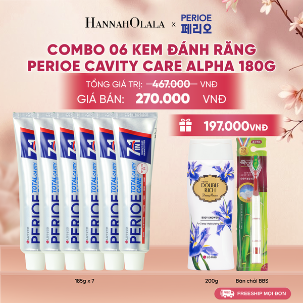  COMBO 06 KEM ĐÁNH RĂNG PERIOE CAVITY CARE ALPHA 180G 