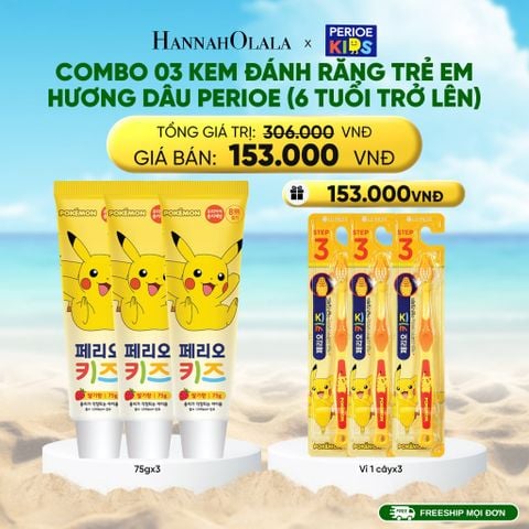  DEAL 21: COMBO 03 KEM ĐÁNH RĂNG TRẺ EM PERIOE KIDS STEP 3 (6 TUỔI TRỞ LÊN) 