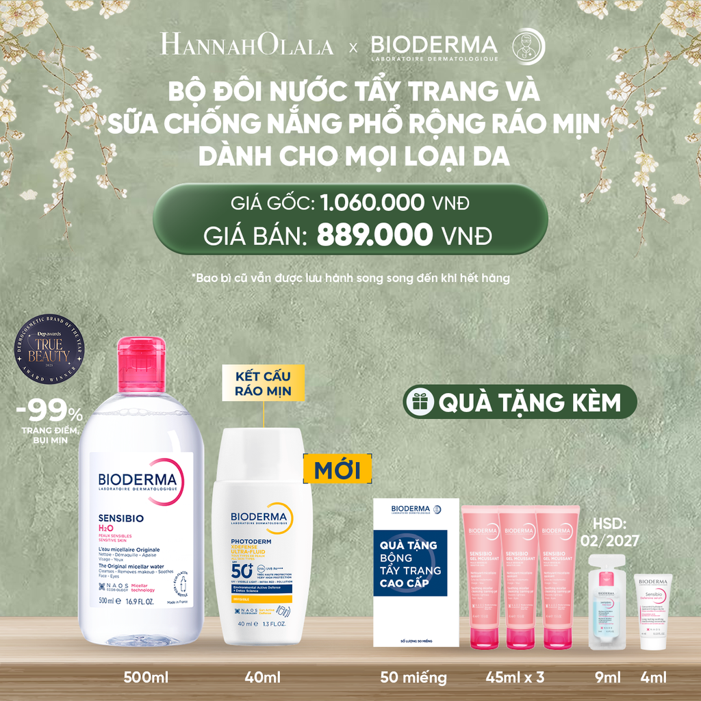  DEAL 9: BỘ ĐÔI NƯỚC TẨY TRANG VÀ SỮA CHỐNG NẮNG PHỔ RỘNG RÁO MỊN CHO MỌI LOẠI DA 