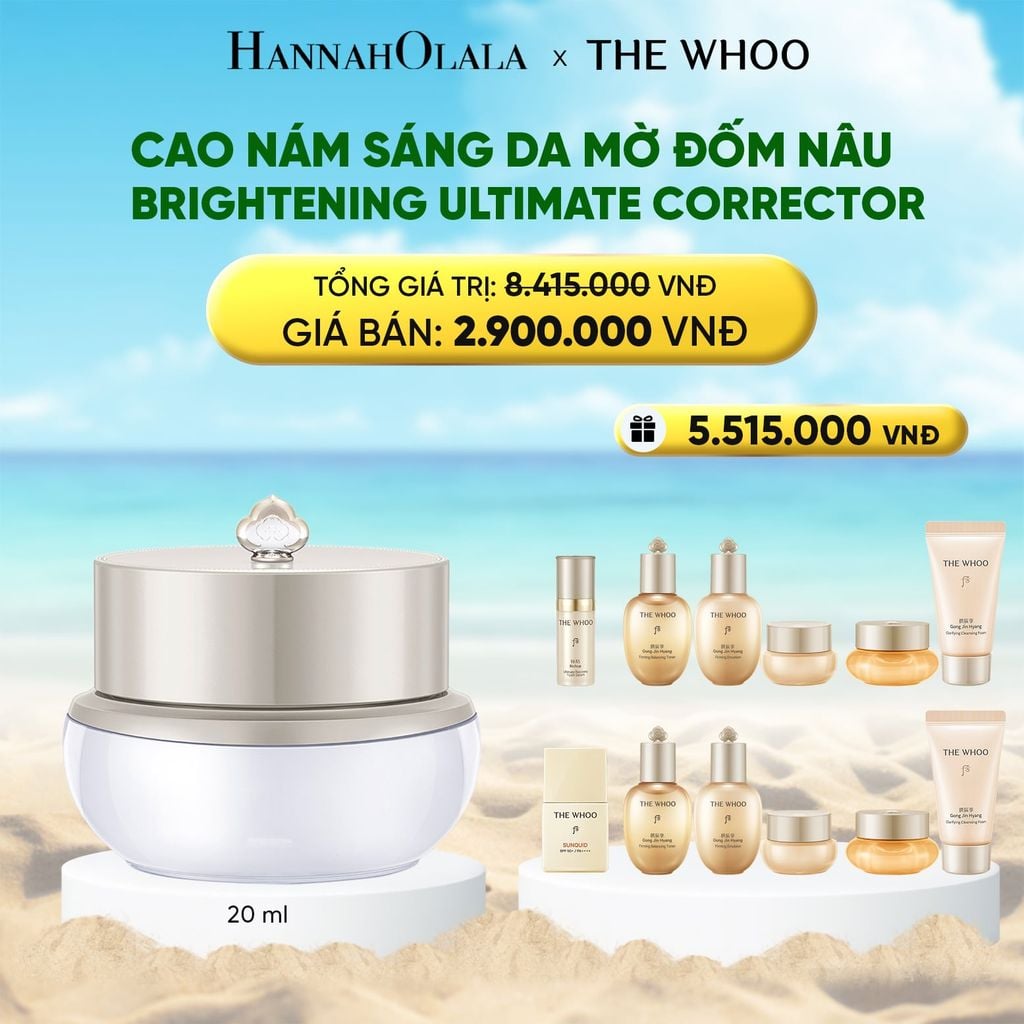  DEAL 10: CAO NÁM SÁNG DA MỜ ĐỐM NÂU THE WHOO GONGJINHYANG BRIGHT ULTIMATE CORRECTOR 20ML 