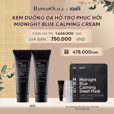  COMBO 2 DEAR, KLAIRS KEM DƯỠNG MIDNIGHT BLUE CALMING CREAM 60ML - A1662 