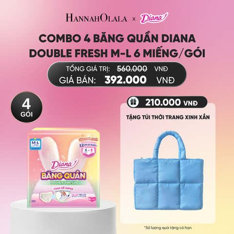  COMBO 4 BĂNG QUẦN DIANA DOUBLE FRESH M-L 6 MIẾNG/GÓI_A1765 