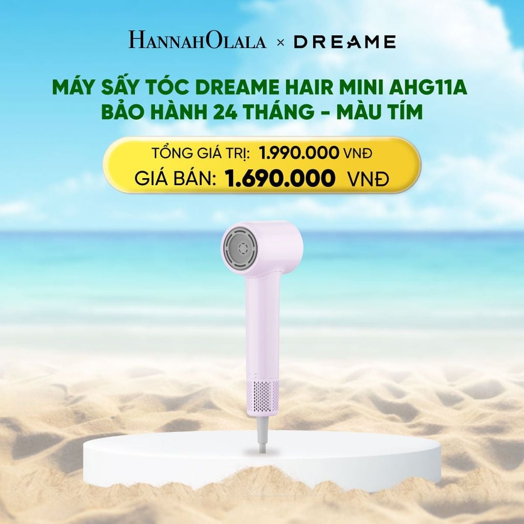  DEAL 7: DREAME HAIR MINI AHG11A MÁY SẤY TÓC ION ÂM SIÊU NHỎ GỌN 270G ĐỘNG CƠ TỐC ĐỘ CAO - BH 24 THÁNG 