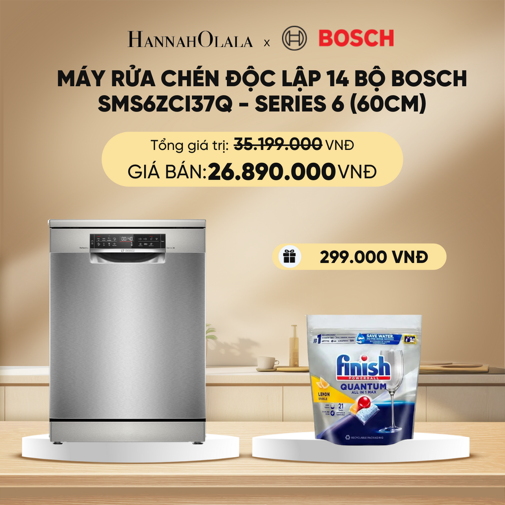  DEAL 10: MÁY RỬA CHÉN ĐỘC LẬP 14 BỘ BOSCH SMS6ZCI37Q - SERIES 6 (60CM) 