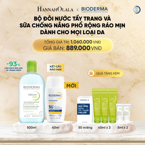  DEAL 12: BỘ ĐÔI NƯỚC TẨY TRANG VÀ SỮA CHỐNG NẮNG PHỔ RỘNG RÁO MỊN CHO MỌI LOẠI DA 
