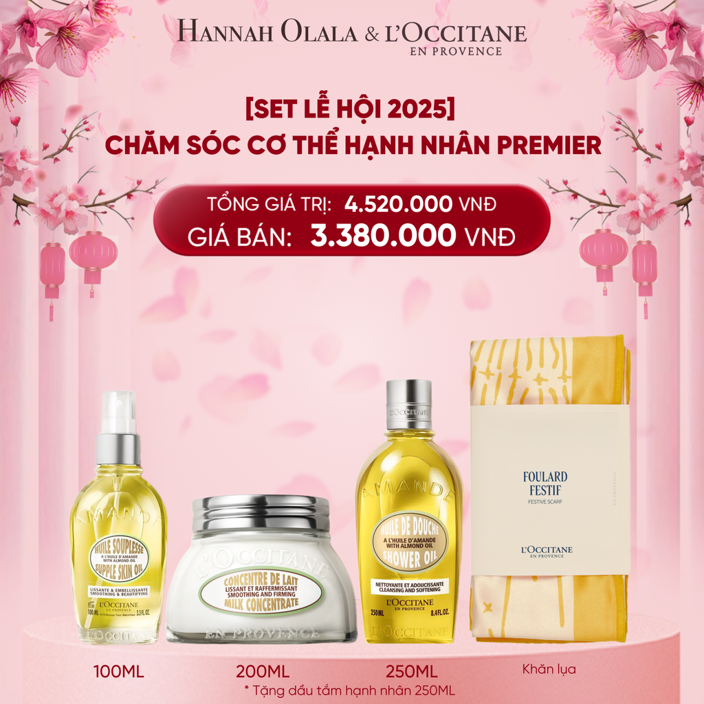  DEAL 10: [SET LỄ HỘI 2025] CHĂM SÓC CƠ THỂ HẠNH NHÂN PREMIER 