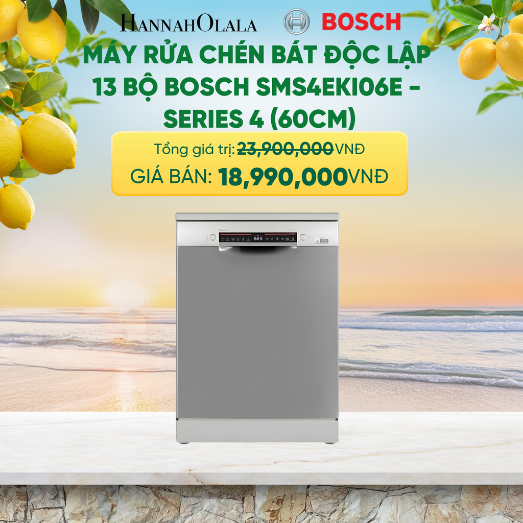  MÁY RỬA CHÉN BÁT ĐỘC LẬP 13 BỘ BOSCH SMS4EKI06E - SERIES 4 (60CM) - A2367 