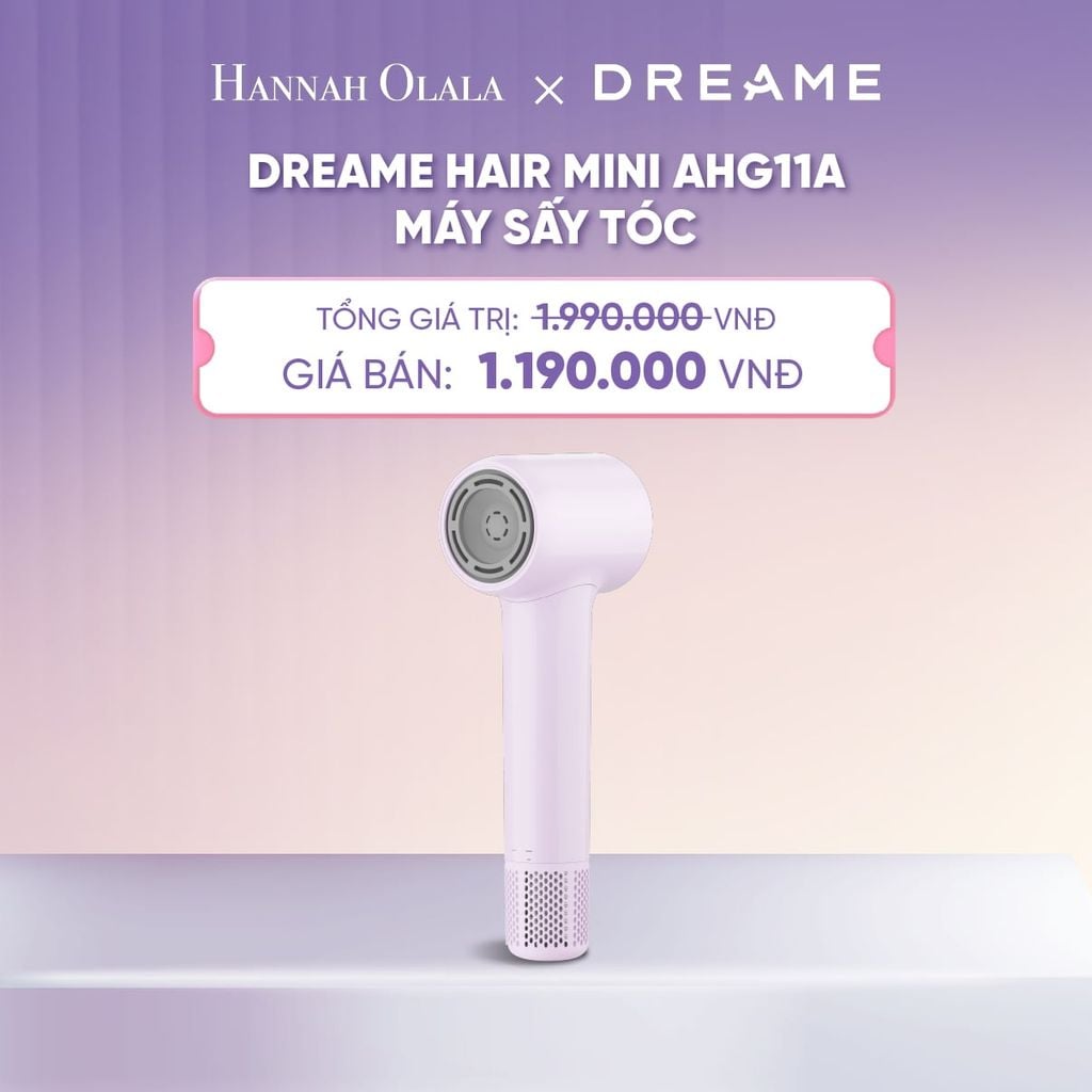  DREAME HAIR MINI AHG11A MÁY SẤY TÓC ION ÂM SIÊU NHỎ GỌN 270G ĐỘNG CƠ TỐC ĐỘ CAO - BH 24 THÁNG - H021 