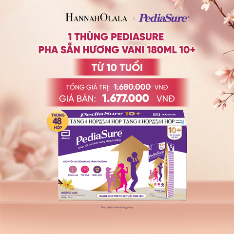  1 THÙNG PEDIASURE PHA SẴN HƯƠNG VANI 180ML 10+ (DÙNG CHO BÉ TRÊN 10 TUỔI) DEAL 10: - A1682 