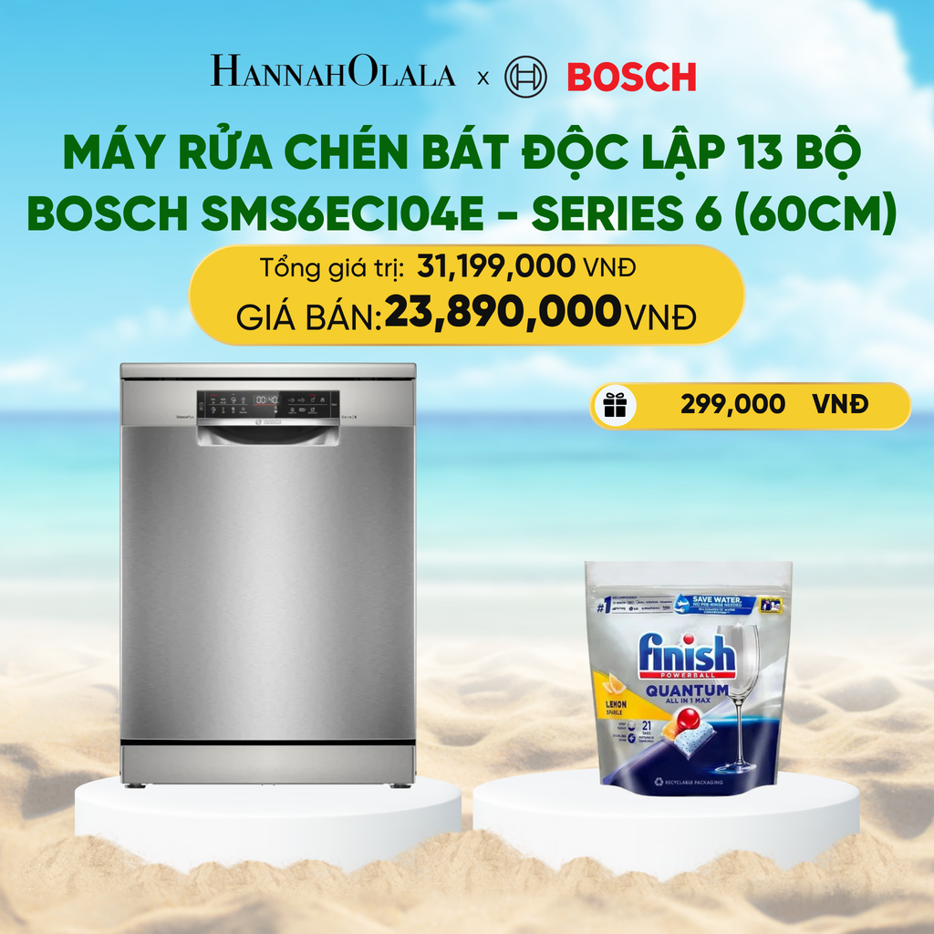  MÁY RỬA CHÉN BÁT ĐỘC LẬP 13 BỘ BOSCH SMS6ECI04E - SERIES 6 (60CM) 