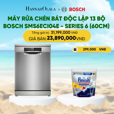  MÁY RỬA CHÉN BÁT ĐỘC LẬP 13 BỘ BOSCH SMS6ECI04E - SERIES 6 (60CM) 