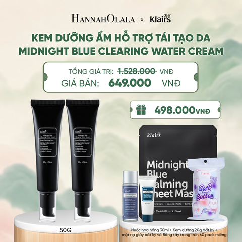  COMBO 2 DEAR, KLAIRS KEM DƯỠNG DA MIDNIGHT BLUE CLEARING WATER CREAM 50G - A1446 